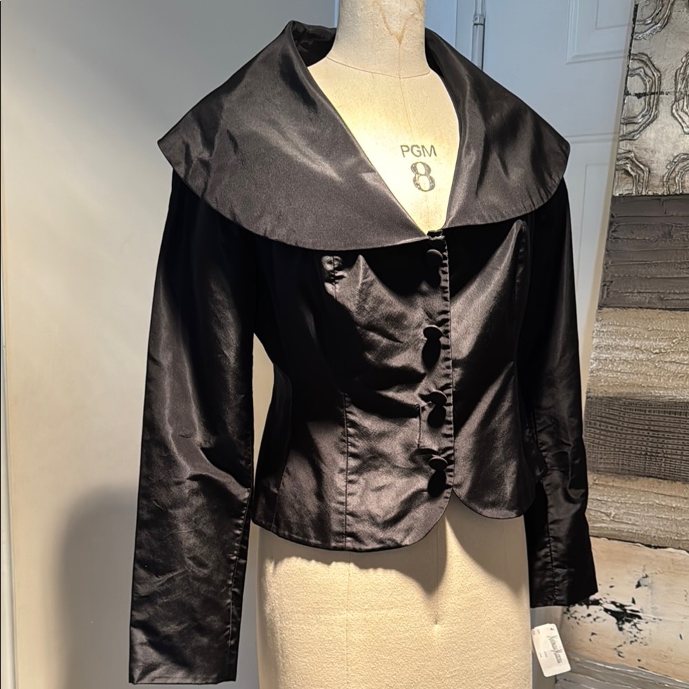 Elegant Black Satin Women's Jacket